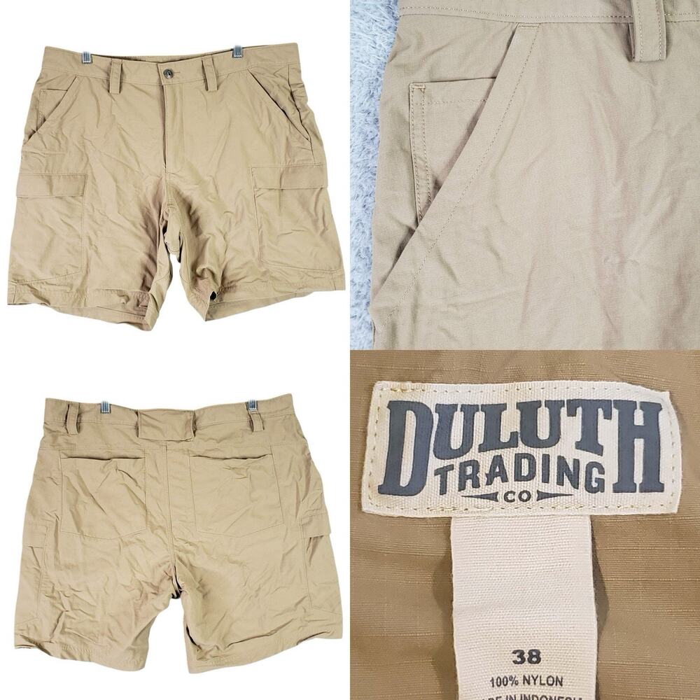Duluth Trading Co Cargo Shorts Men's Size 38 Beige Khaki Nylon